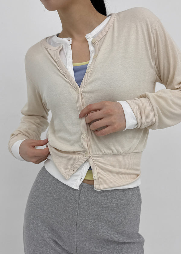 Naring See-through Round Neck Cardigan