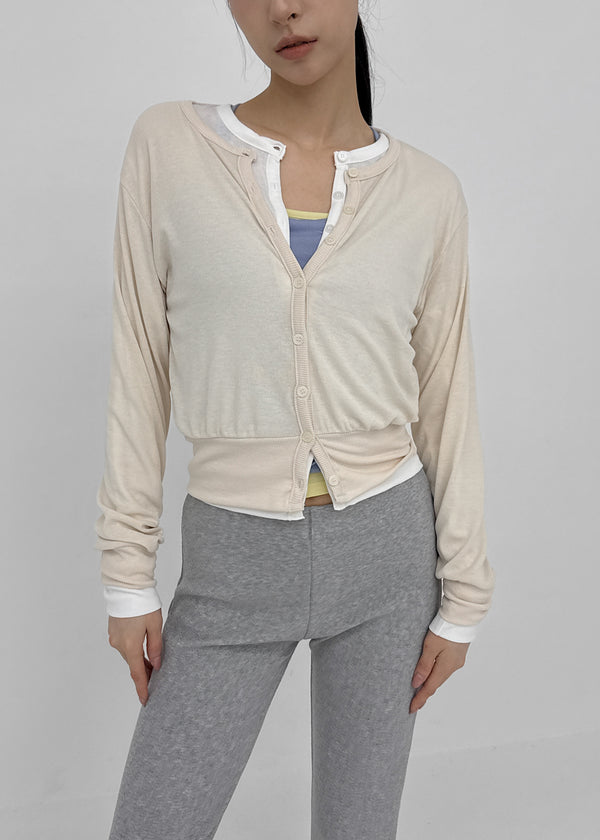 Naring See-through Round Neck Cardigan