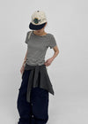 Pao Striped Round Short Sleeve Tee
