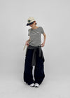 Pao Striped Round Short Sleeve Tee