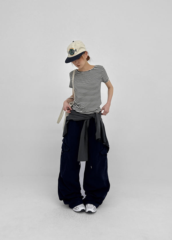 Pao Striped Round Short Sleeve Tee