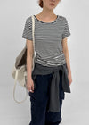 Pao Striped Round Short Sleeve Tee