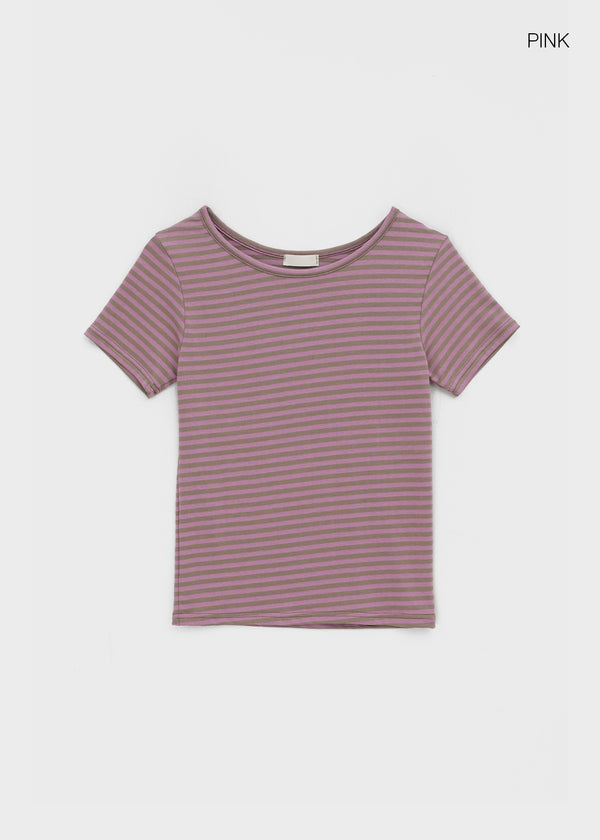 Pao Striped Round Short Sleeve Tee