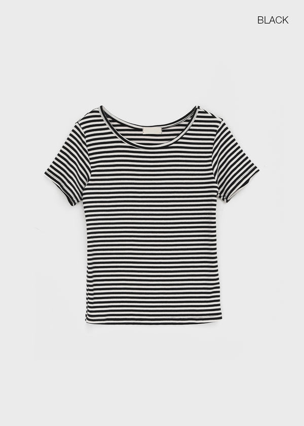 Pao Striped Round Short Sleeve Tee