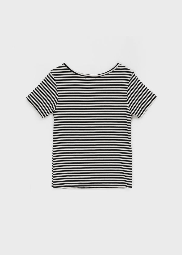 Pao Striped Round Short Sleeve Tee