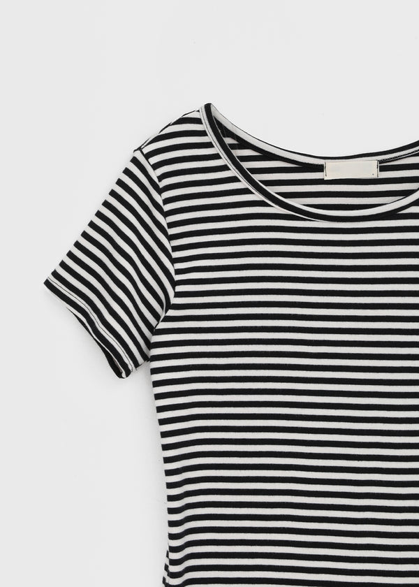 Pao Striped Round Short Sleeve Tee