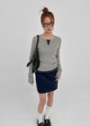 Camrn Henley Neck Warmer Ribbed Knit