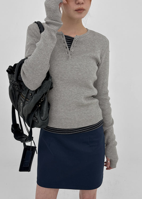 Camrn Henley Neck Warmer Ribbed Knit
