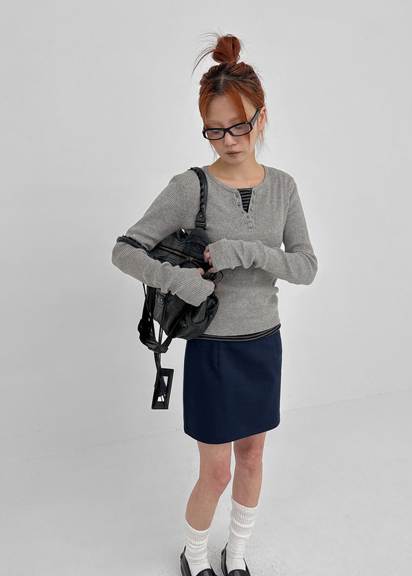 Camrn Henley Neck Warmer Ribbed Knit