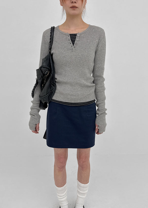 Camrn Henley Neck Warmer Ribbed Knit