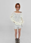 Canang Cutout Loose Fit Boat Neck Summer Long Sleeve Knit