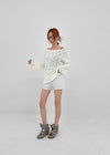 Canang Cutout Loose Fit Boat Neck Summer Long Sleeve Knit