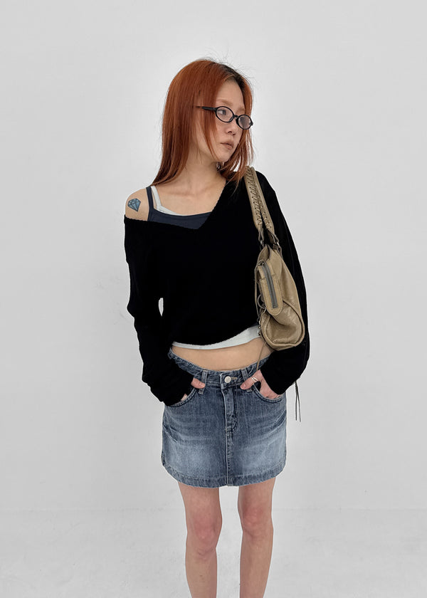 Lecan Low-waist Denim Miniskirt