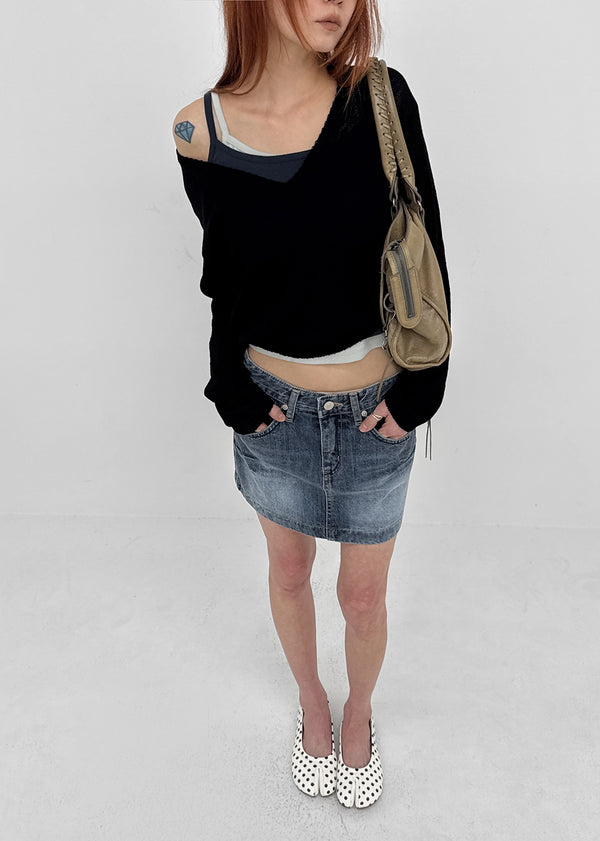 Lecan Low-waist Denim Miniskirt
