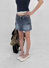 Lecan Low-waist Denim Miniskirt