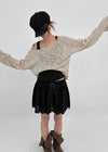 Canang Cutout Loose Fit Boat Neck Summer Long Sleeve Knit