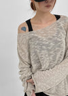 Canang Cutout Loose Fit Boat Neck Summer Long Sleeve Knit