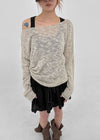 Canang Cutout Loose Fit Boat Neck Summer Long Sleeve Knit