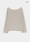 Canang Cutout Loose Fit Boat Neck Summer Long Sleeve Knit