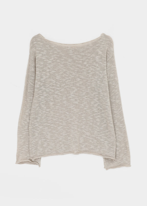 Canang Cutout Loose Fit Boat Neck Summer Long Sleeve Knit