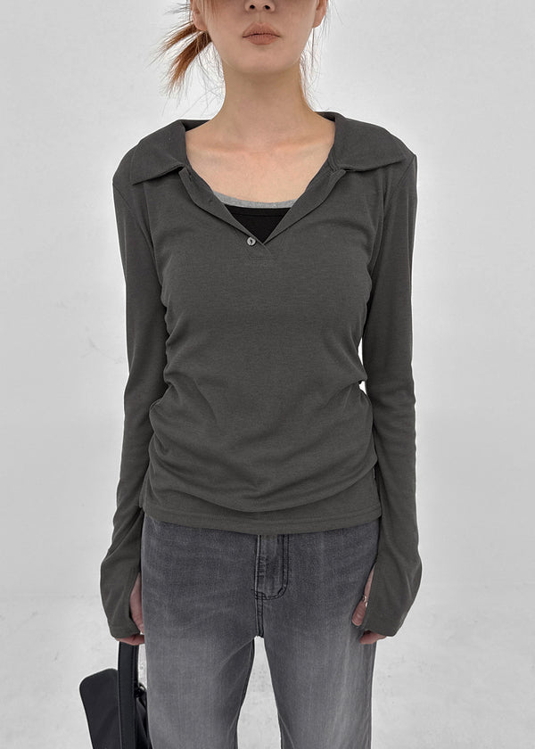 Beniron Slim Collared Long Sleeve Tee