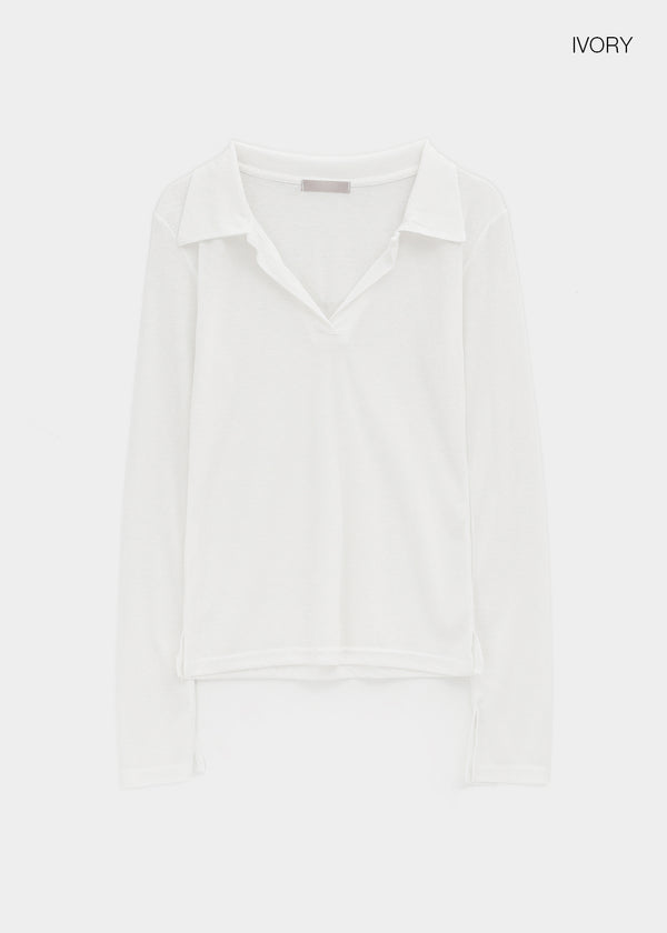 Beniron Slim Collared Long Sleeve Tee