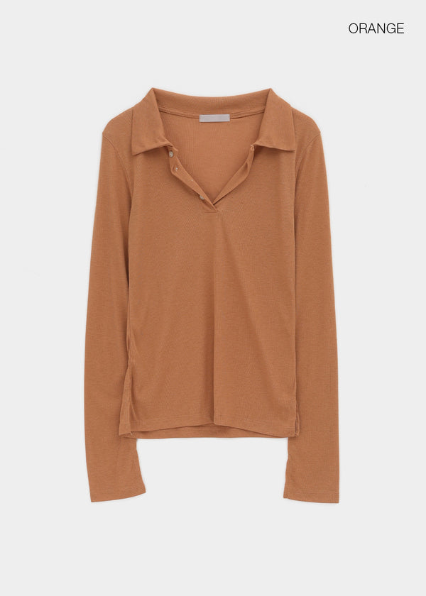 Beniron Slim Collared Long Sleeve Tee