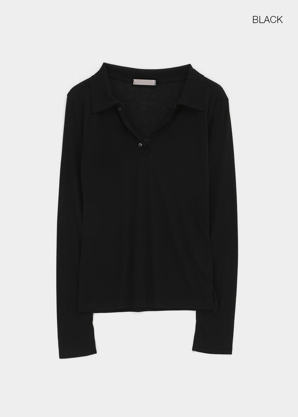 Beniron Slim Collared Long Sleeve Tee