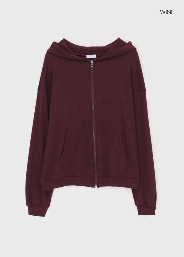 (UNISEX) Prote Waffle Two-way Zip-up Hoodie