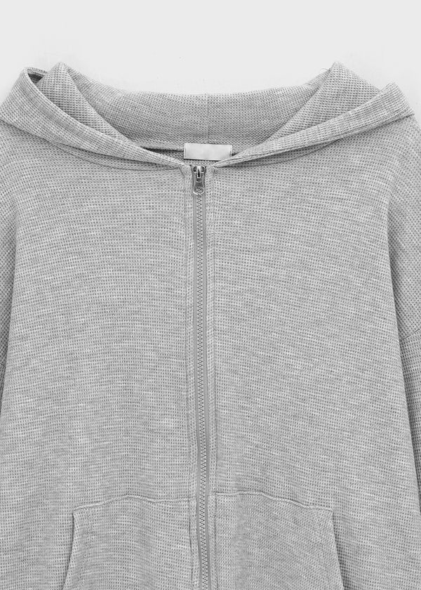 (UNISEX) Prote Waffle Two-way Zip-up Hoodie