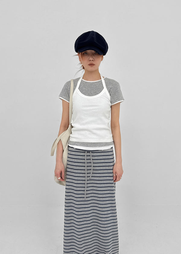 Kiar Striped Long Skirt