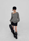 Pitan Henley Neck Waffle Warmer Long Sleeve T-shirt