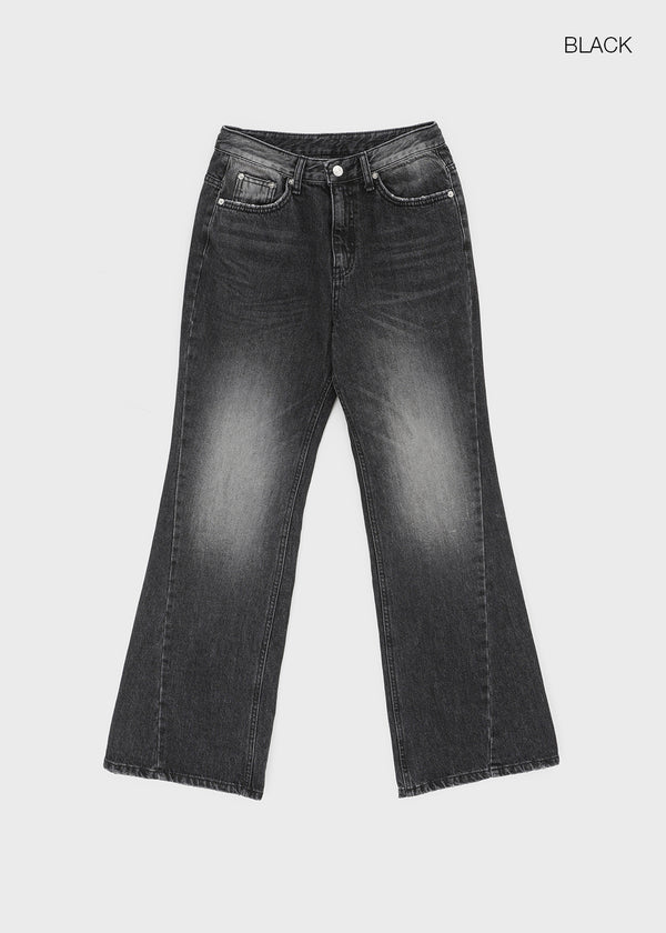 Colnat Diagonal Cut Wide Bootcut Denim Pants
