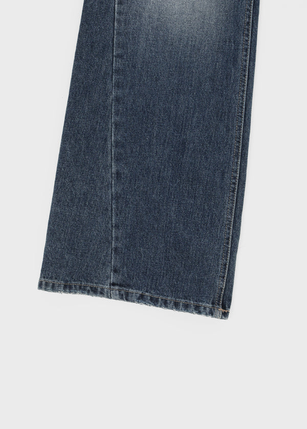 Colnat Diagonal Cut Wide Bootcut Denim Pants