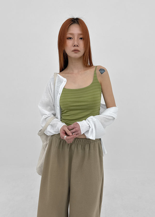 Finerty Stripe Square Neck Sleeveless (Built-in Cap)