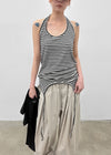 Twos-two Striped Strap Halter Long Sleeveless