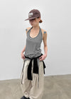 Twos-two Striped Strap Halter Long Sleeveless