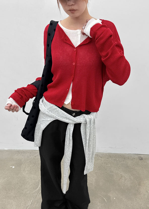 Purehi Linen Round Knit Cardigan