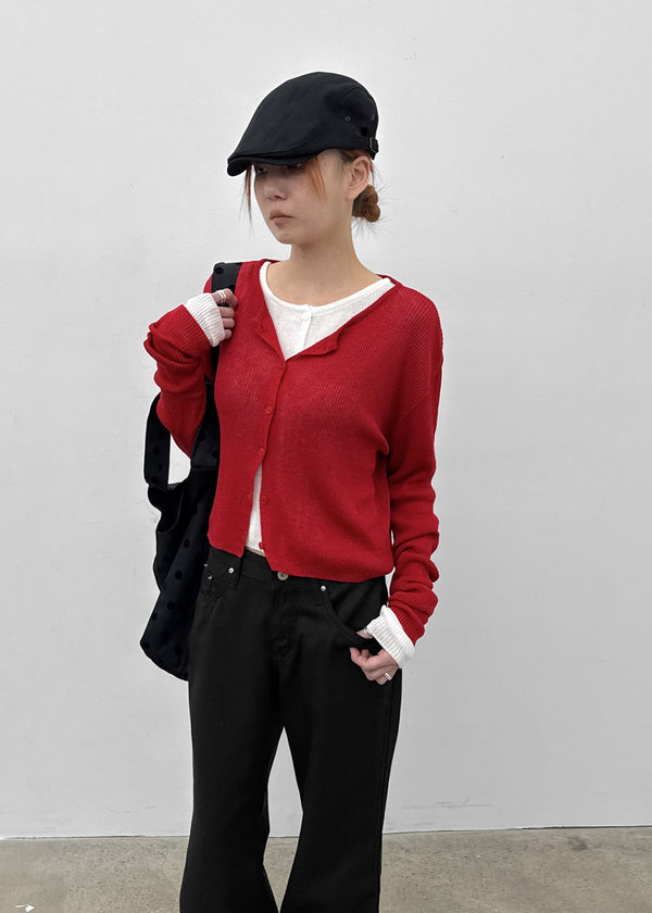 Purehi Linen Round Knit Cardigan