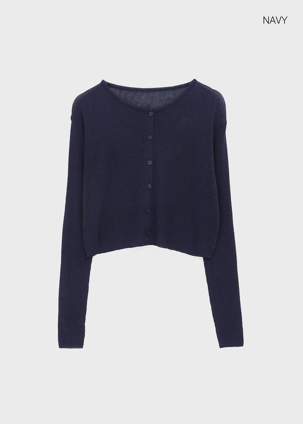 Purehi Linen Round Knit Cardigan