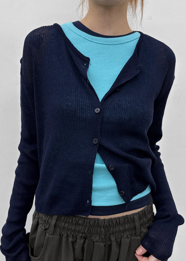 Purehi Linen Round Knit Cardigan