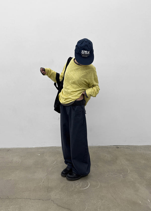 (UNISEX) Smeuker Striped Long Sleeve Tee