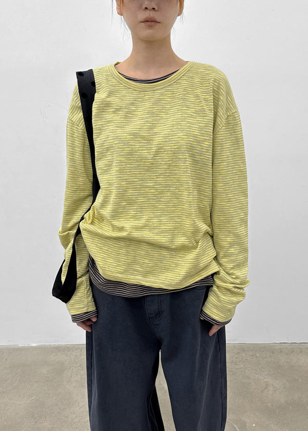 (UNISEX) Smeuker Striped Long Sleeve Tee