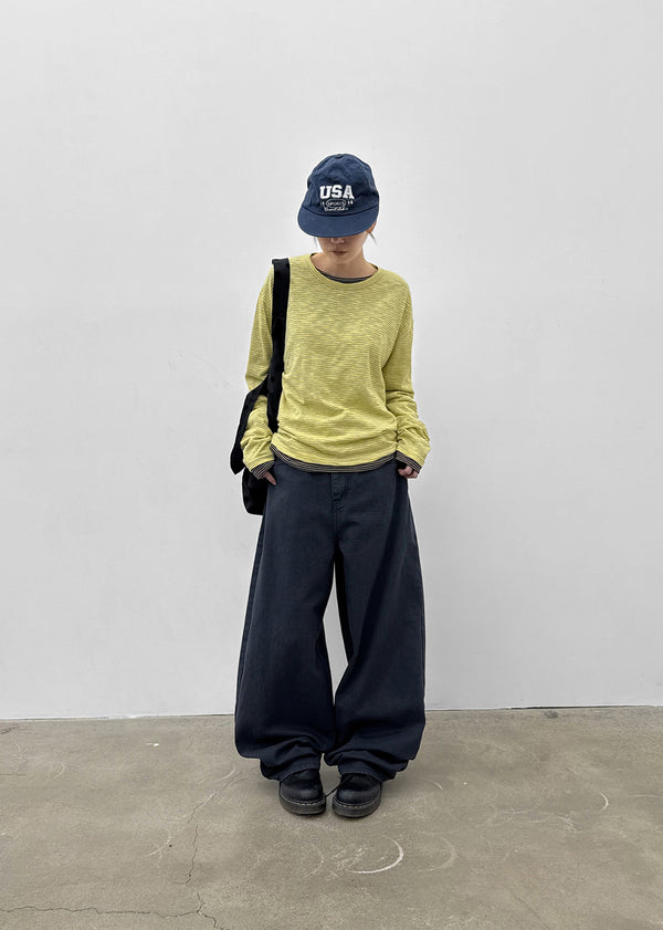 (UNISEX) Smeuker Striped Long Sleeve Tee