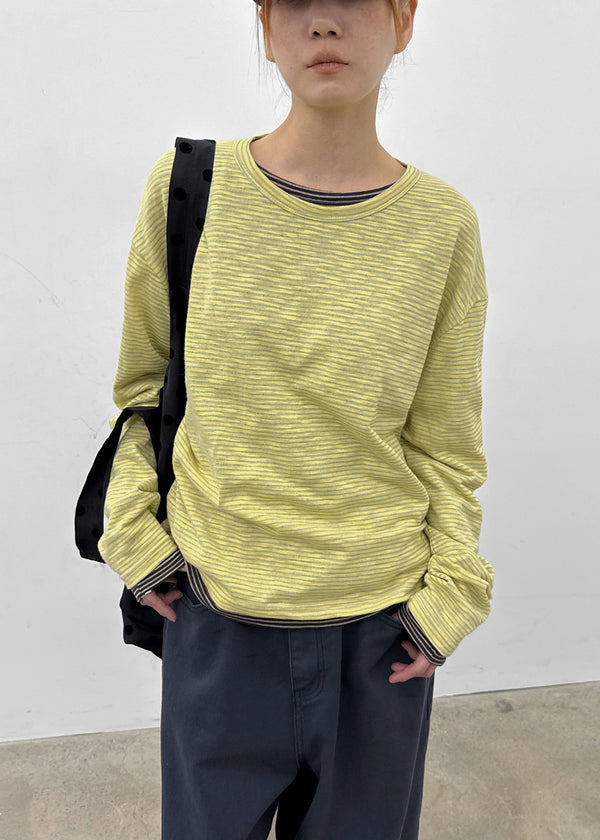 (UNISEX) Smeuker Striped Long Sleeve Tee