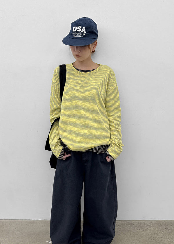 (UNISEX) Smeuker Striped Long Sleeve Tee