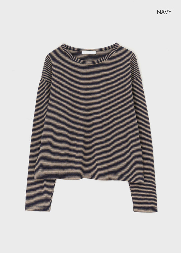 (UNISEX) Smeuker Striped Long Sleeve Tee