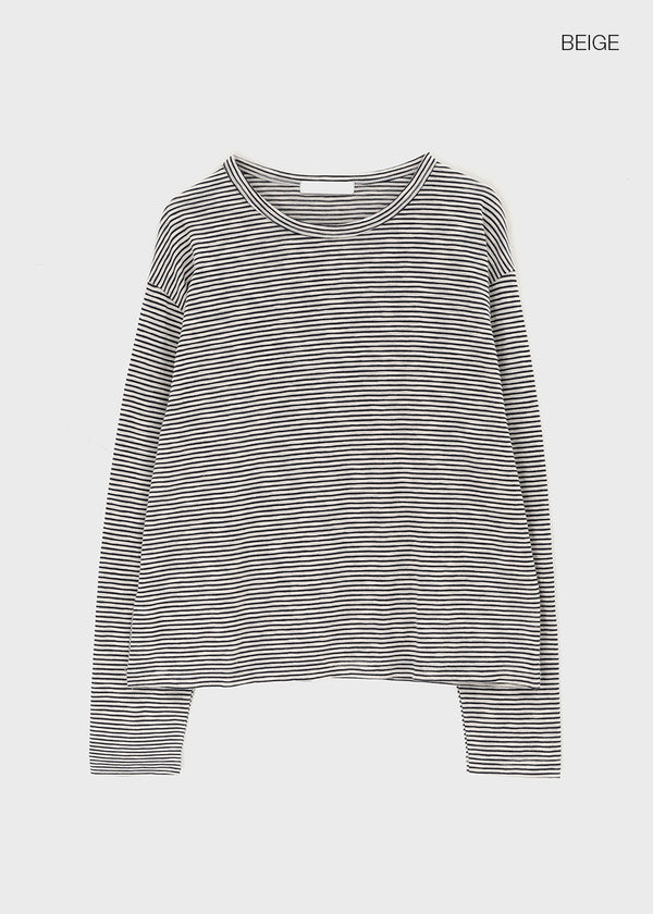 (UNISEX) Smeuker Striped Long Sleeve Tee