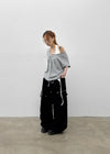 Mekki Dot Strap Off-shoulder Short Sleeve Tee