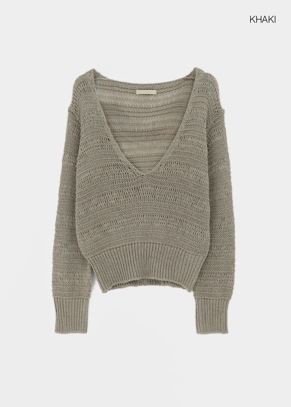 Kipong Deep V-neck Net Knit
